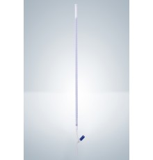 Бюретка Hirschmann 50 : 0,1 мл, класс B, с линией Шеллбаха, светлое стекло, синяя градуировка, клапанный PTFE кран