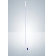 Бюретка Hirschmann 50 : 0,1 мл, класс AS, с линией Шеллбаха, светлое стекло, синяя градуировка, боковой клапанный PTFE кран