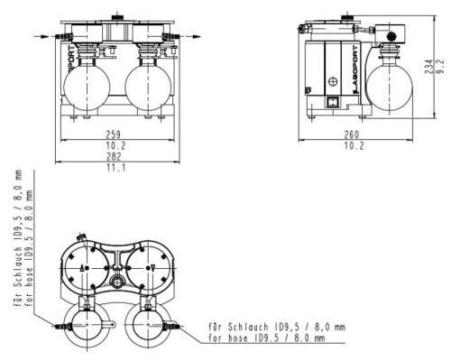 Вакуумная система KNF LABOPORT SR 820 G, 20 л/мин, вакуум до 6 мбар (Артикул SR 820 G)