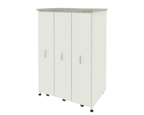 Шкаф 3 выдвижные вертикальные секции 930x630x1350 (замки на 3 секции) ламинат серый, серый металл